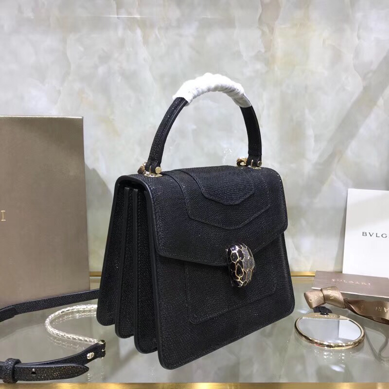 [TOP] BVLGARI Sperpenti Forever Top Handle Bag 18*16*9cm - Black