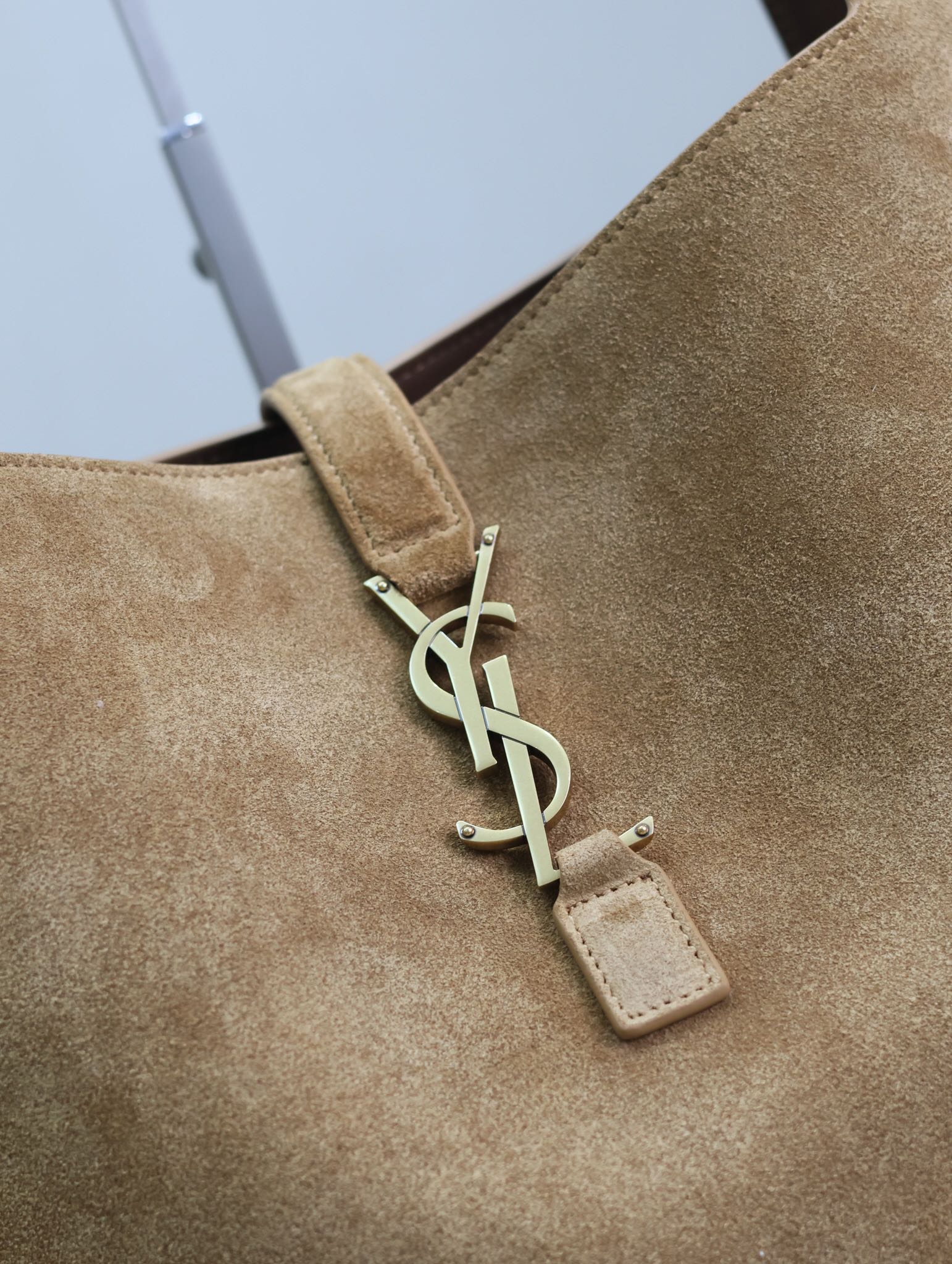 [TOP] Yves Saint Laurent YSL Suede Hobo Bag 50×28×18cm  - Brown