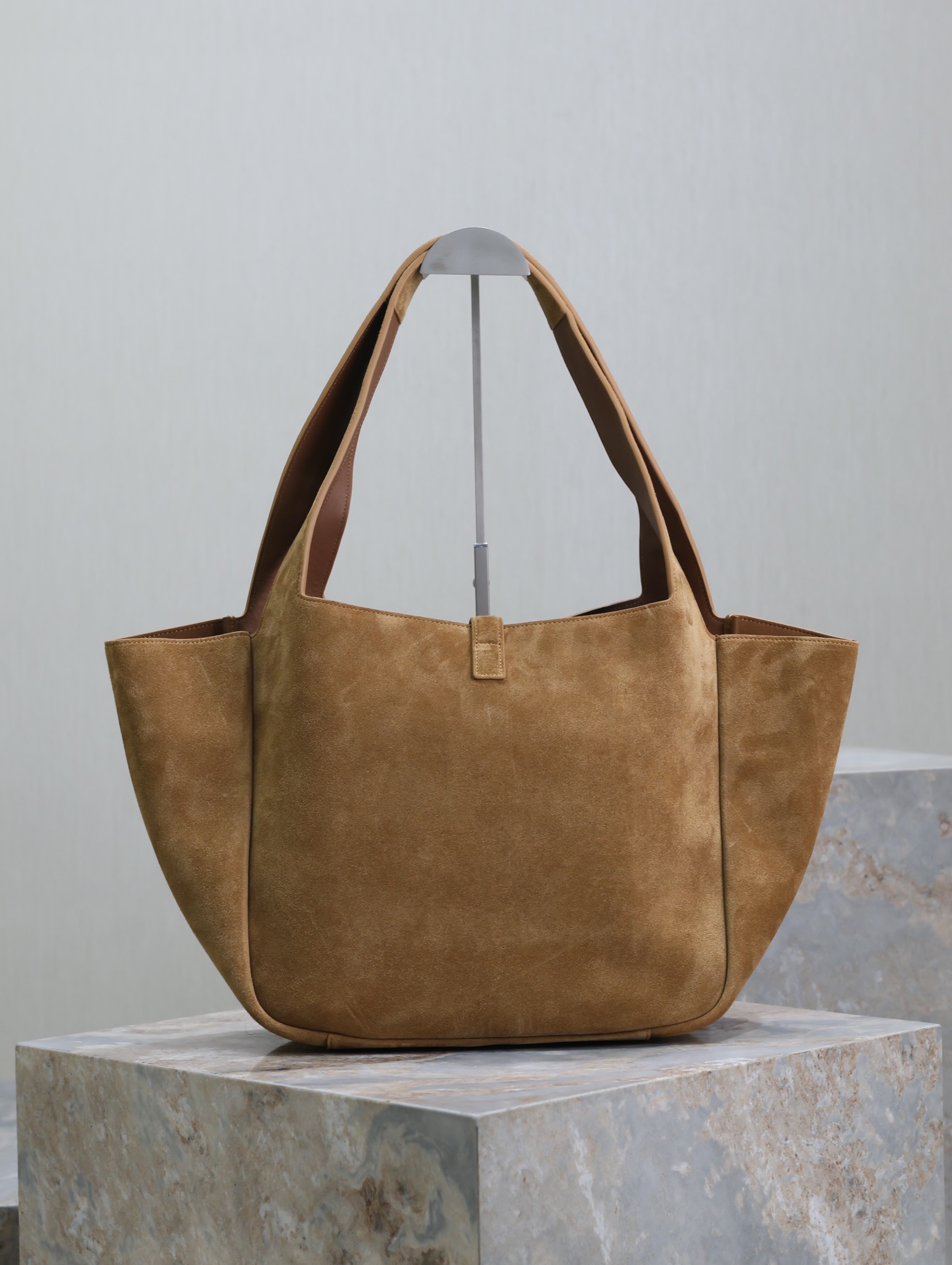 [TOP] Yves Saint Laurent YSL Suede Hobo Bag 50×28×18cm  - Brown