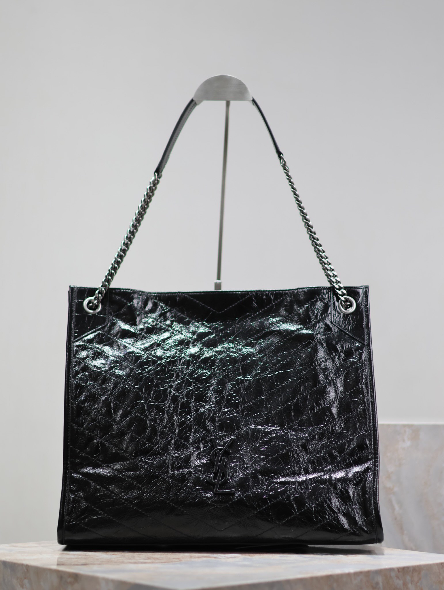[TOP] Yves Saint Laurent YSL Wax Cowhide Large Niki Shopping Bag 39×31.5×12.5cm - Black