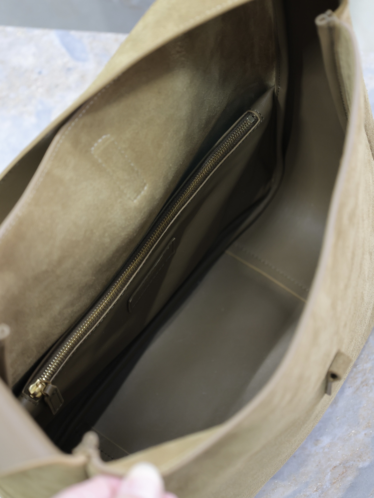 [TOP] Yves Saint Laurent YSL Suede Large Hobo Bag 30x31x13cm - Brown&GHW