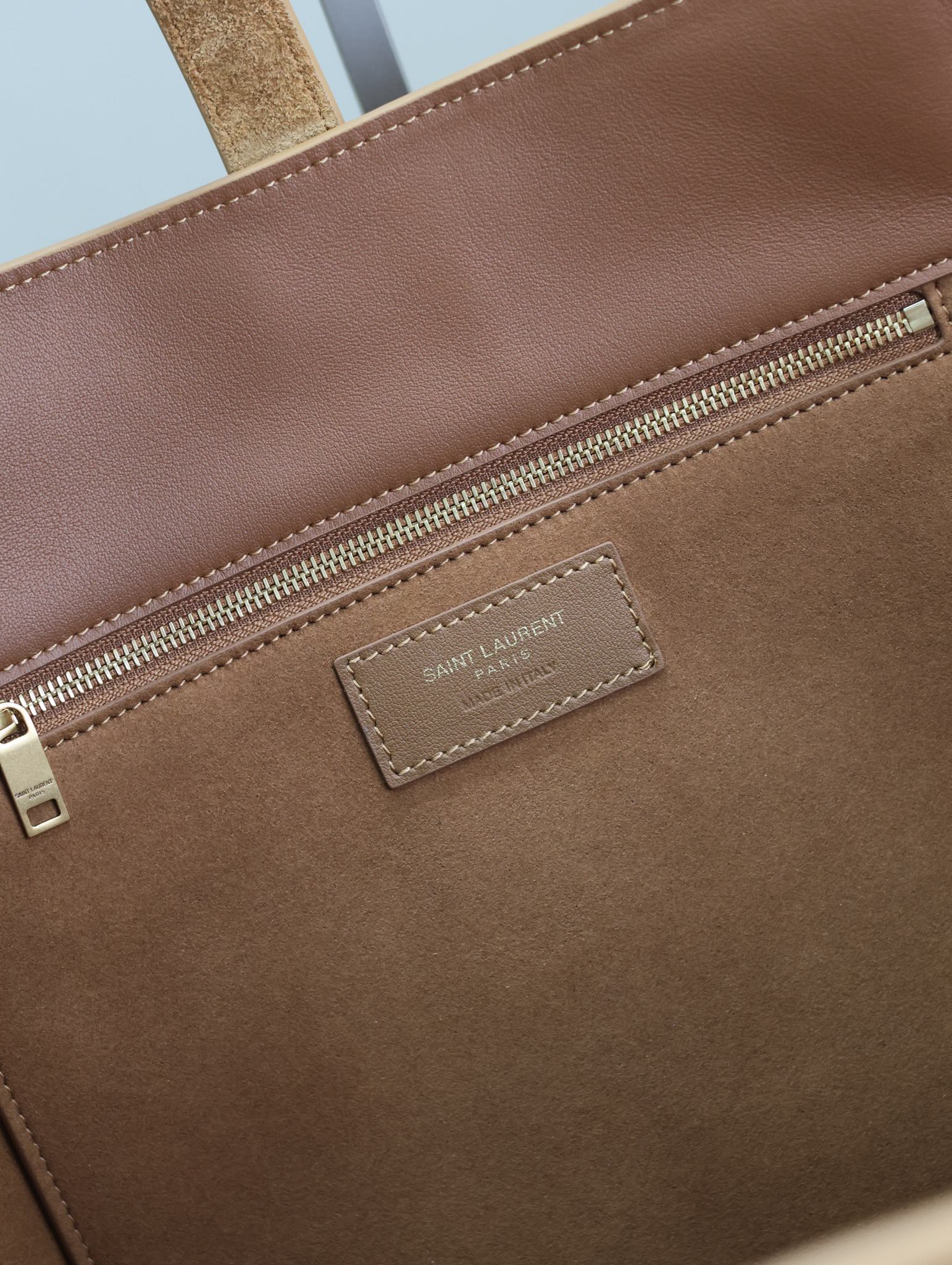 [TOP] Yves Saint Laurent YSL Suede Hobo Bag 50×28×18cm  - Brown