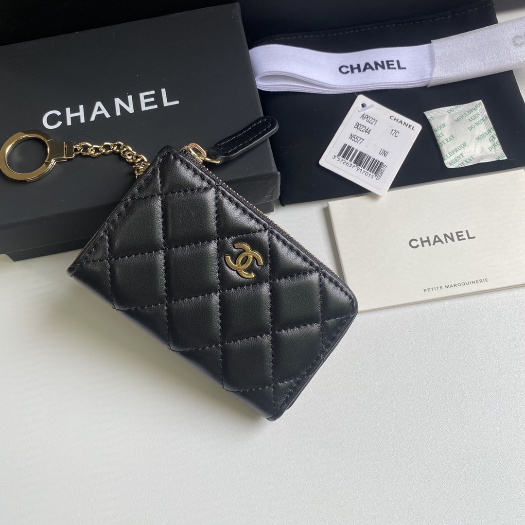 [TOP] CHANEL Wallet 12*7.5*2.5cm - Black