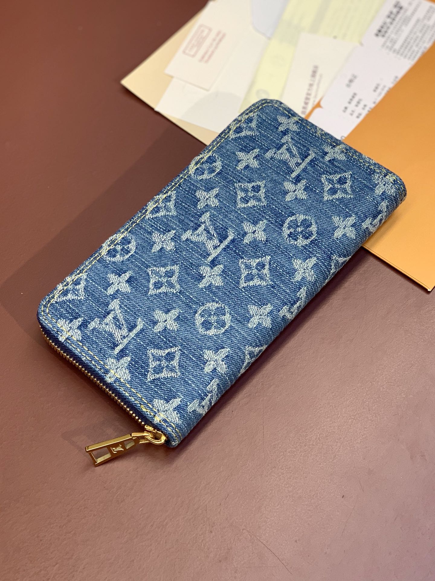 [TOP] Louis Vuitton LV Zippy Wallet 19.5x10.5x2.5cm - Monogram Denim Blue