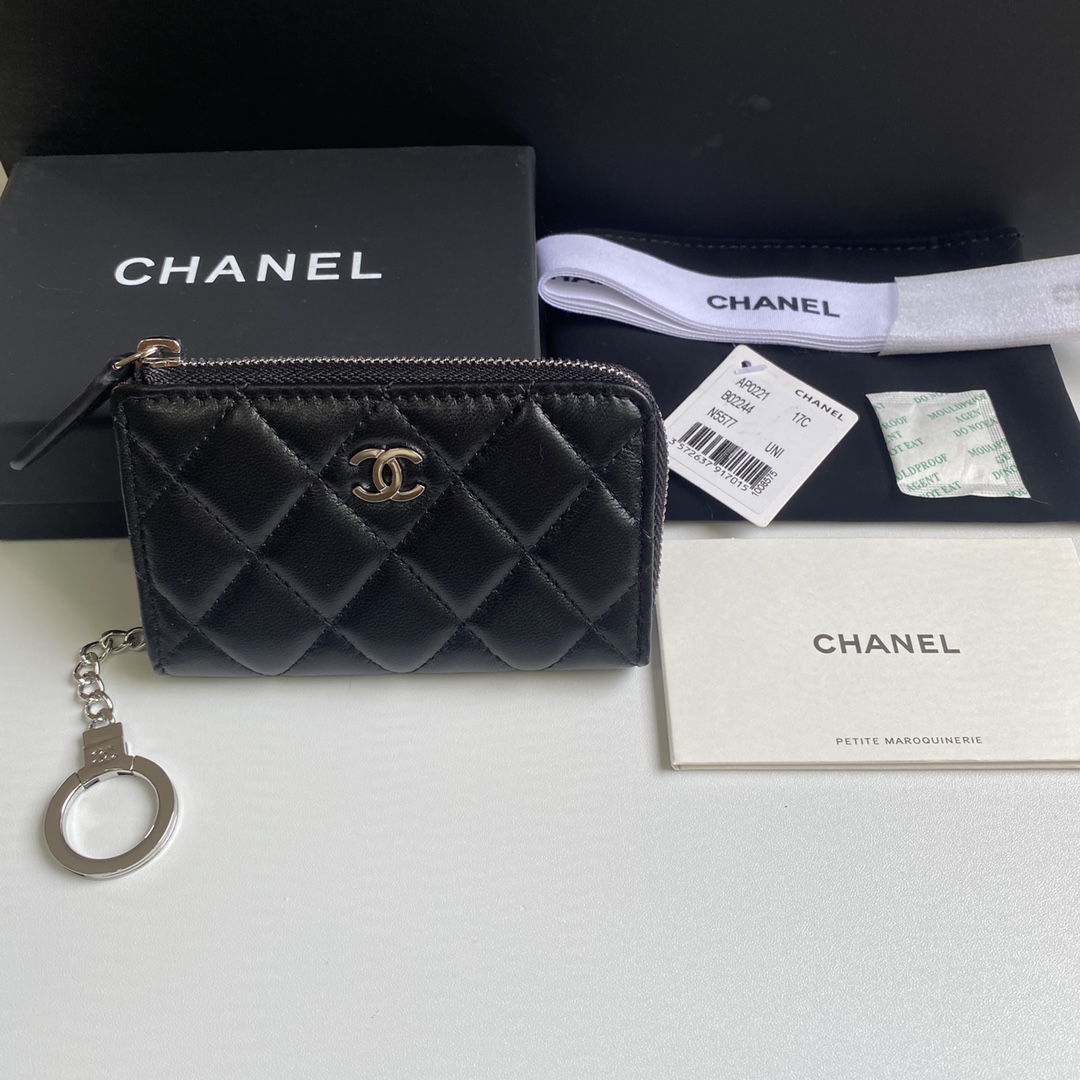 [TOP] CHANEL Wallet 12*7.5*2.5cm - Black