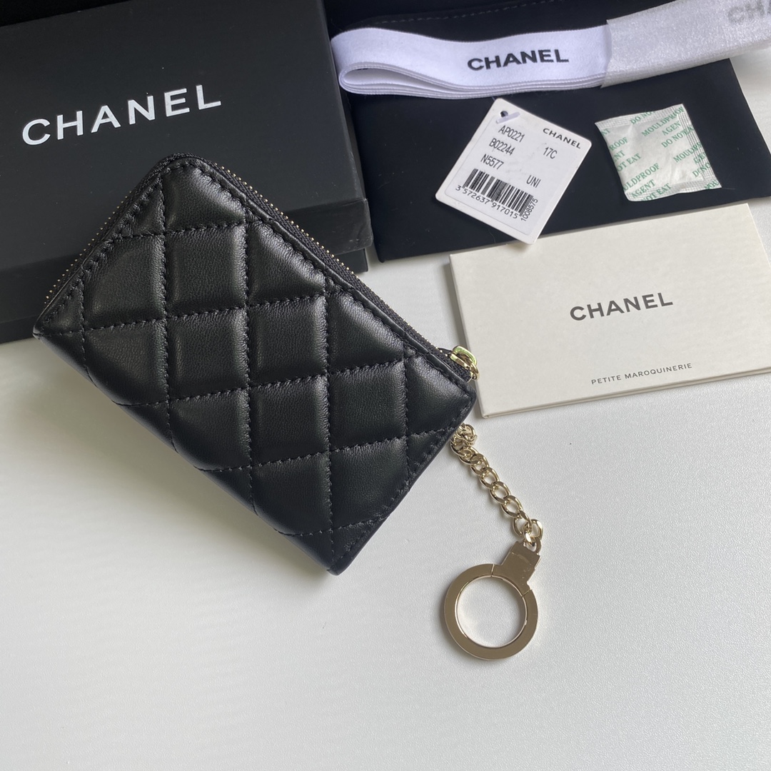 [TOP] CHANEL Wallet 12*7.5*2.5cm - Black