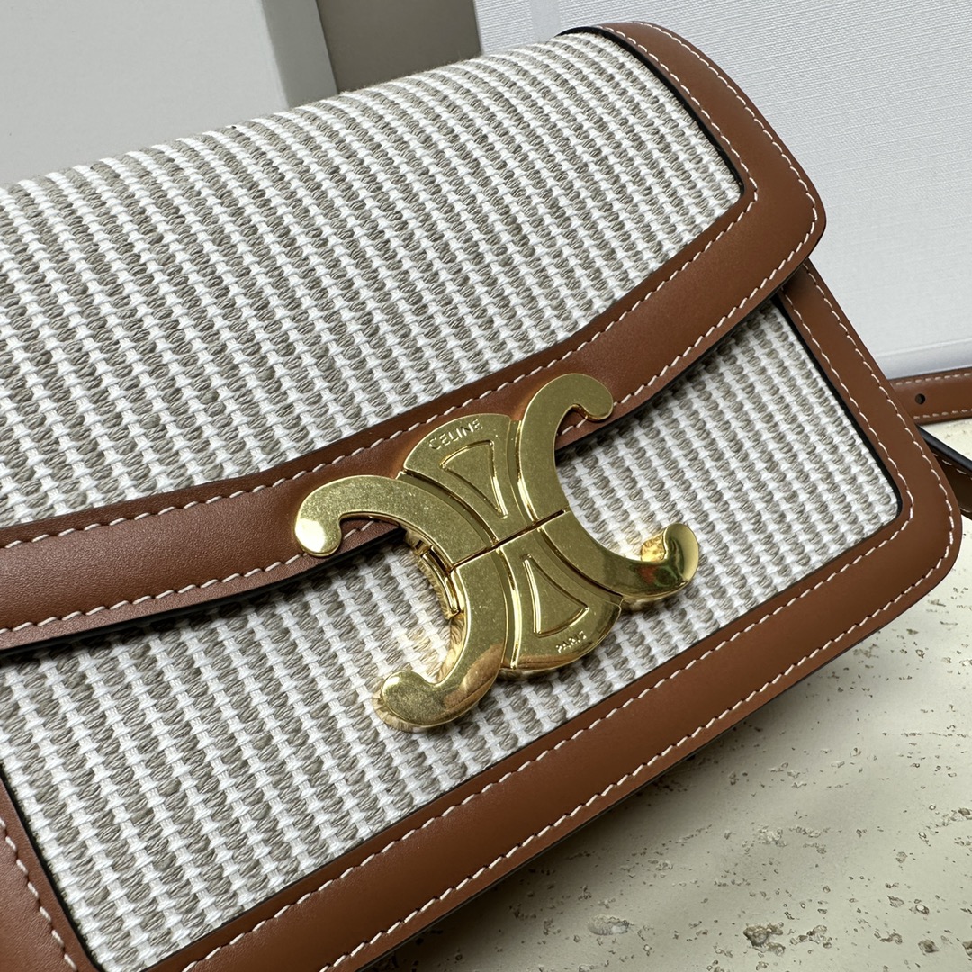 [TOP] CELINE Triomphe Striped Fabric Bag 18.5x14x6cm - 2 Color