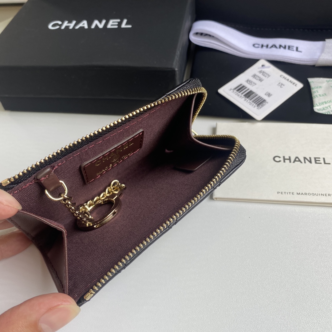 [TOP] CHANEL Wallet 12*7.5*2.5cm - Black