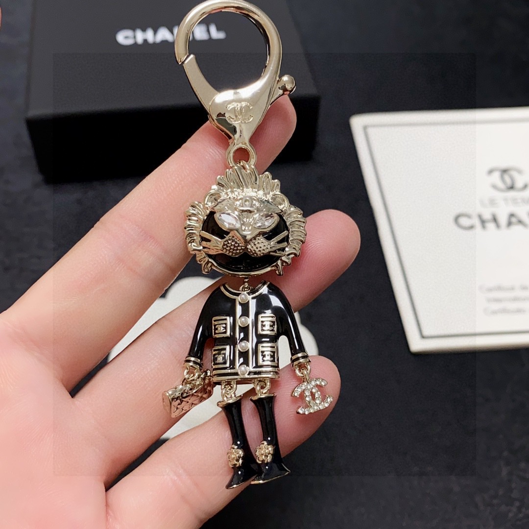 [TOP] CHANEL CC Key Chain - Black&GHW