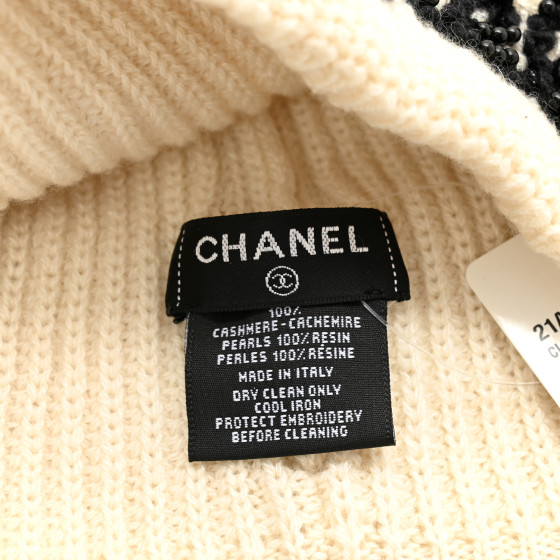 [TOP] CHANEL Knitted Hat - Beige
