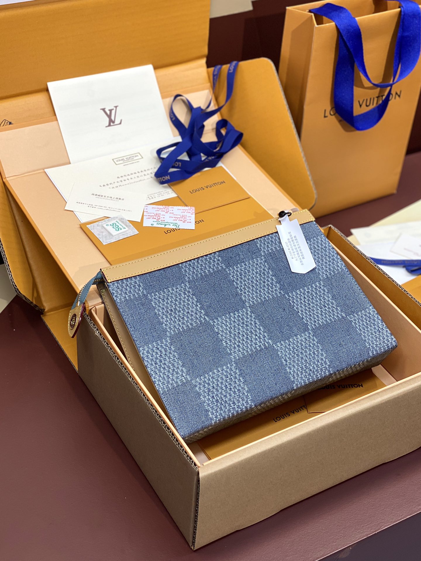 [TOP] Louis Vuitton LV LV Pochette To-Go Clutch Bag 27×21×6cm - Blue