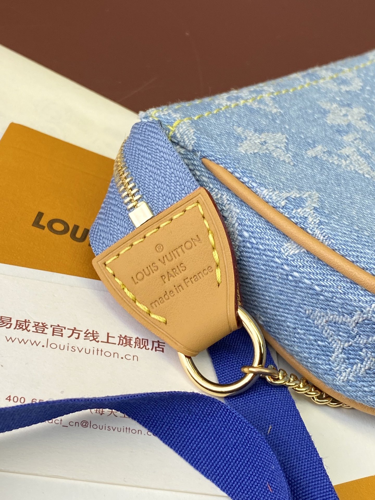[TOP] Louis Vuitton LV Mini Pochette Accessoires Bag 15.5x10.5x4cm - Monogram Denim Blue