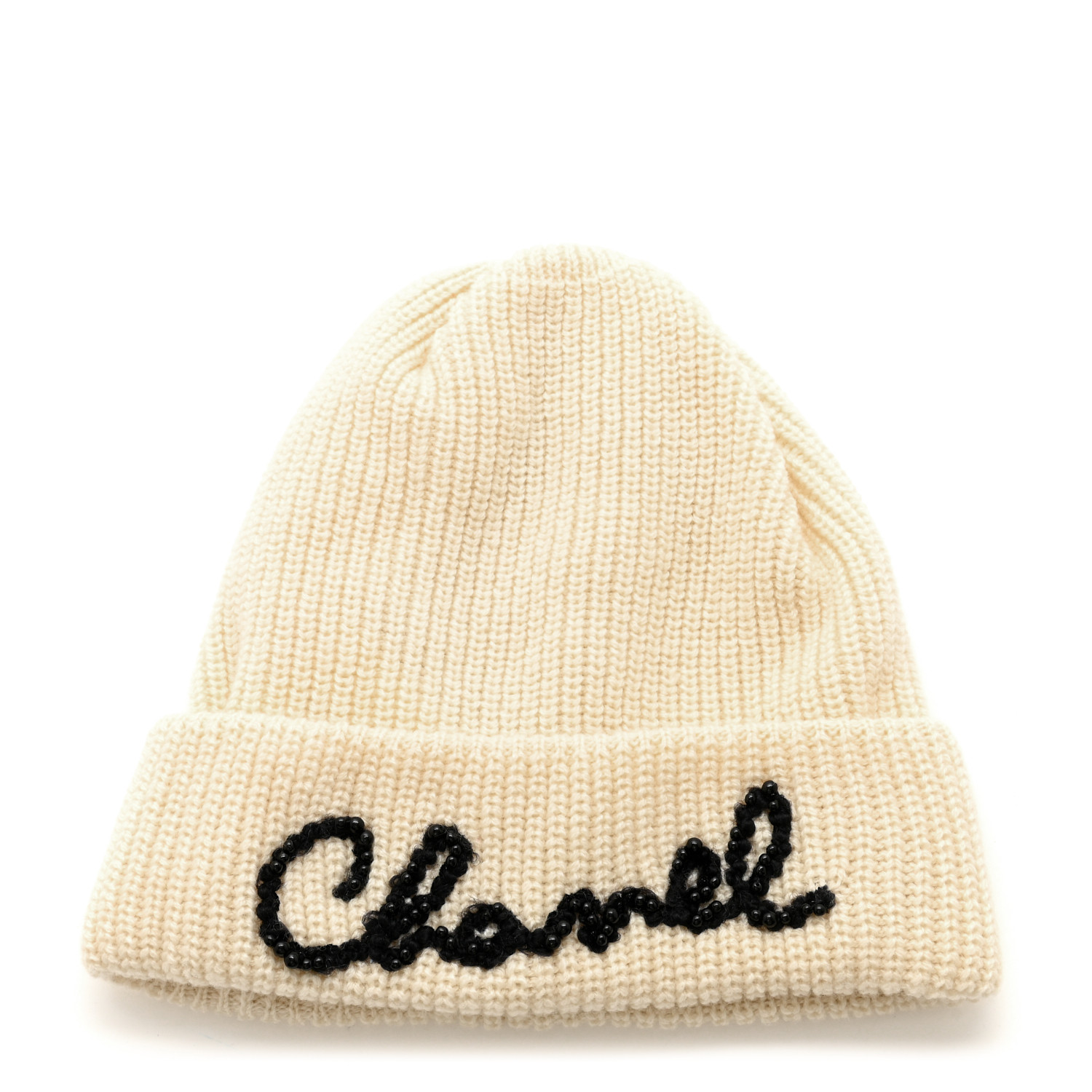 [TOP] CHANEL Knitted Hat - Beige