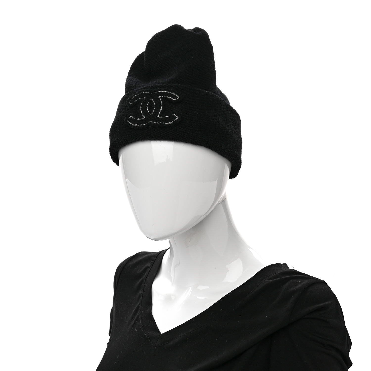 [TOP] CHANEL Knitted Hat - Black