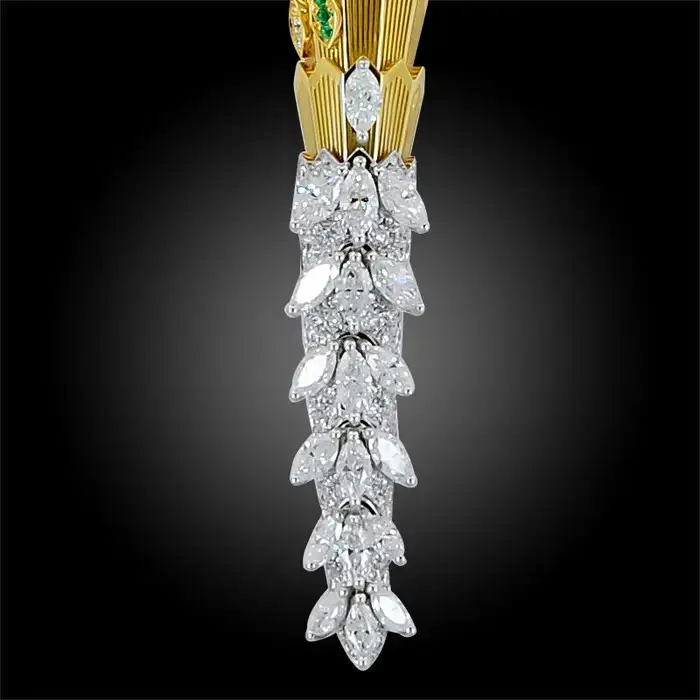 [TOP] BVLGARI Diamond and Emerald Eyes Serpenti Necklace+Bracelet Set-Yellow Gold