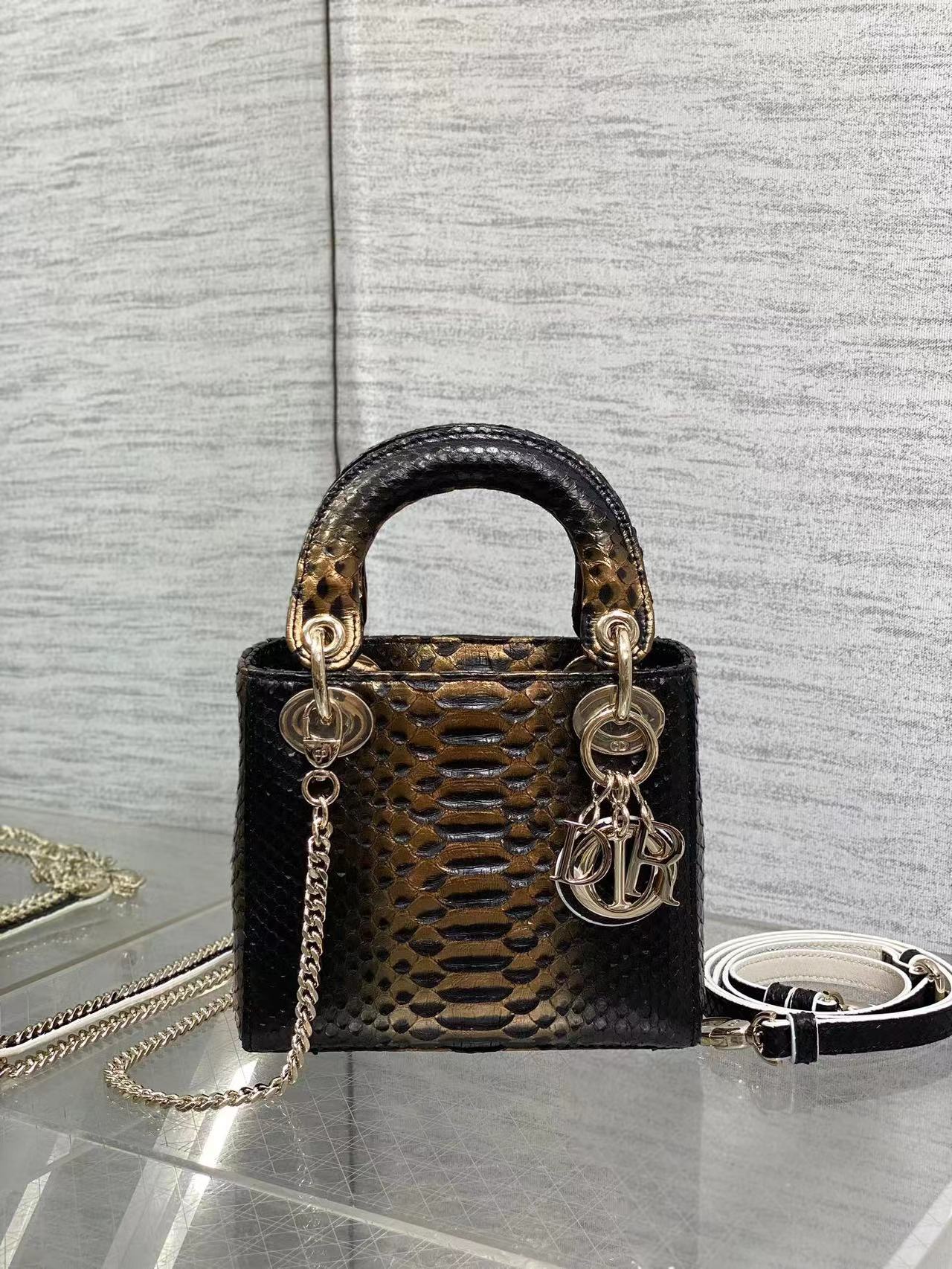 [TOP] Christian Dior Snakeskin Lady Dior Bag 17 cm - 2 Colors