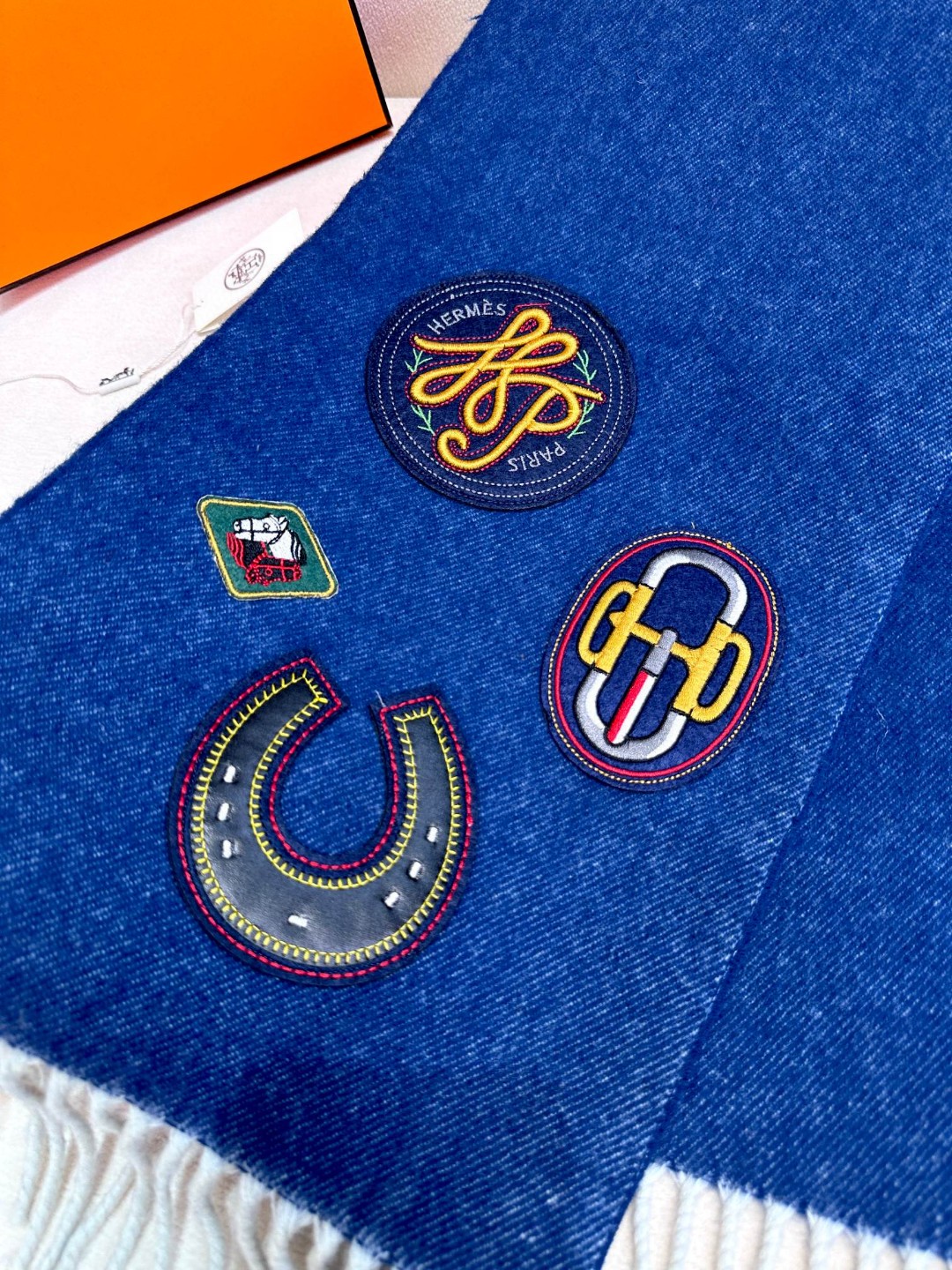 [TOP] HERMES Tannin  Scarf 25*180cm - Blue