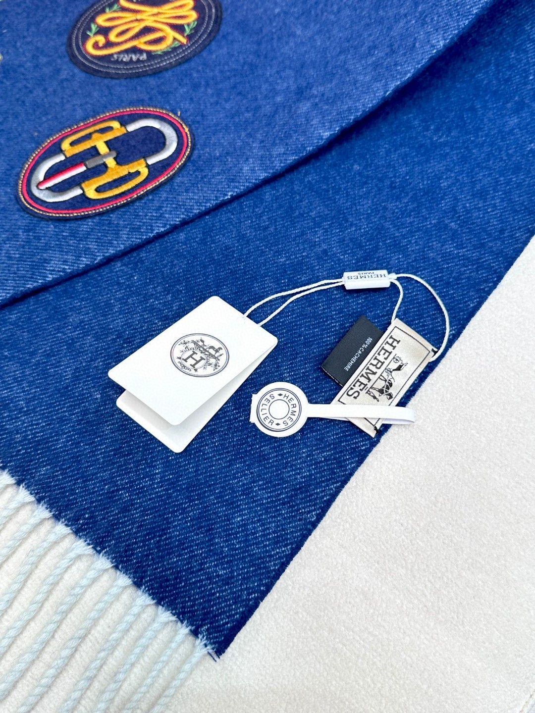 [TOP] HERMES Tannin  Scarf 25*180cm - Blue