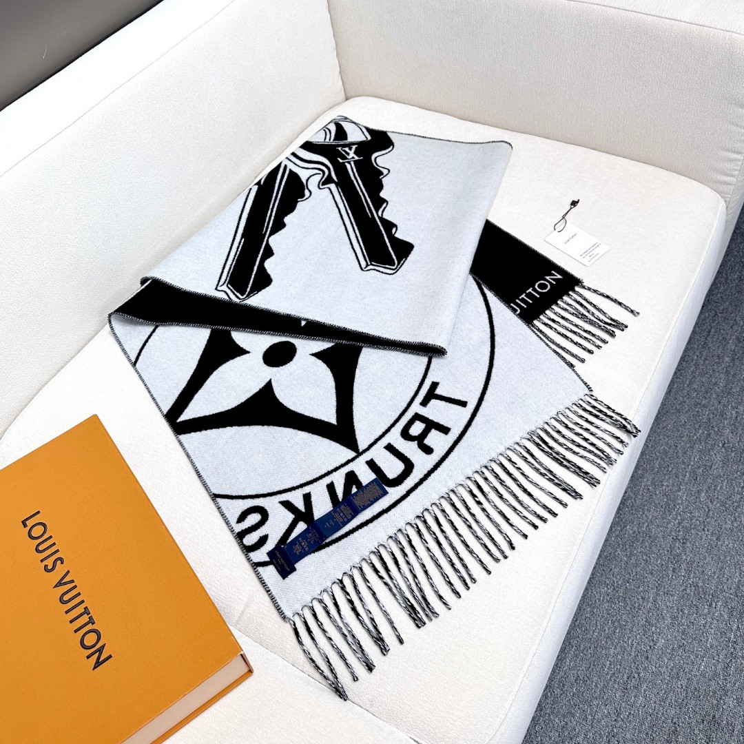 [TOP] Louis Vuitton LV Scarf 45x215cm - Black