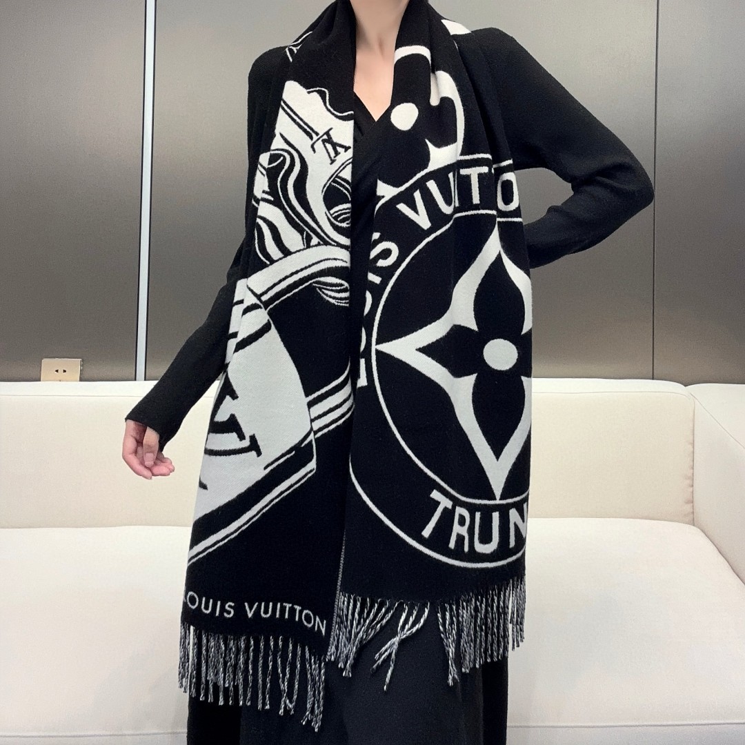 [TOP] Louis Vuitton LV Scarf 45x215cm - Black