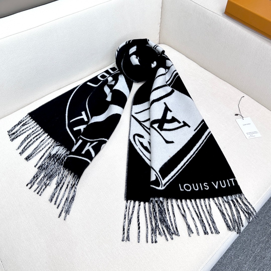 [TOP] Louis Vuitton LV Scarf 45x215cm - Black