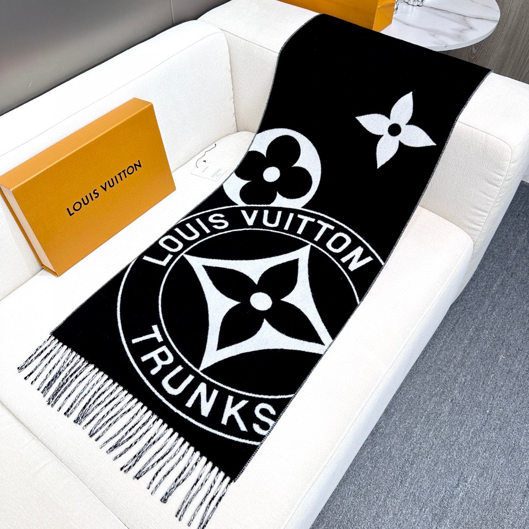 [TOP] Louis Vuitton LV Scarf 45x215cm - Black