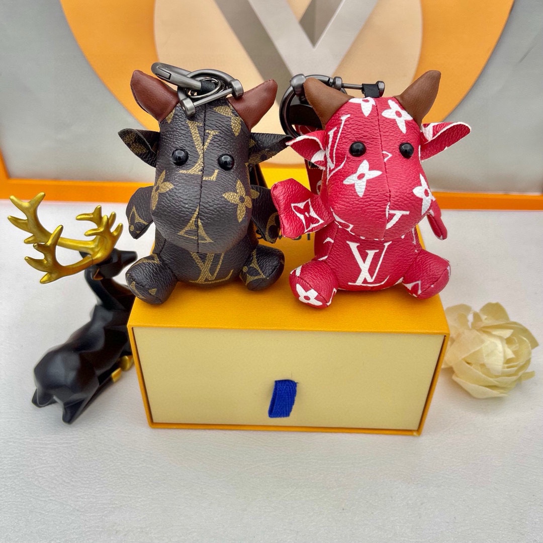 [TOP] Louis Vuitton LV Zodiac Calf Pendant Key Chain Ornament - 2 Color