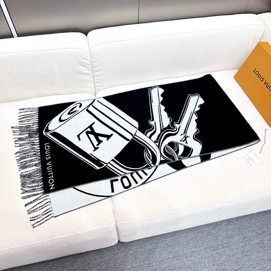 [TOP] Louis Vuitton LV Scarf 45x215cm - Black
