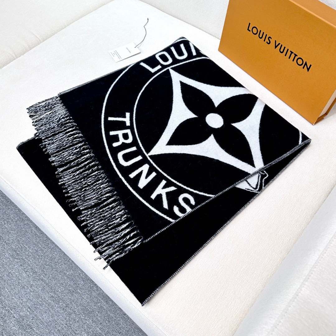 [TOP] Louis Vuitton LV Scarf 45x215cm - Black