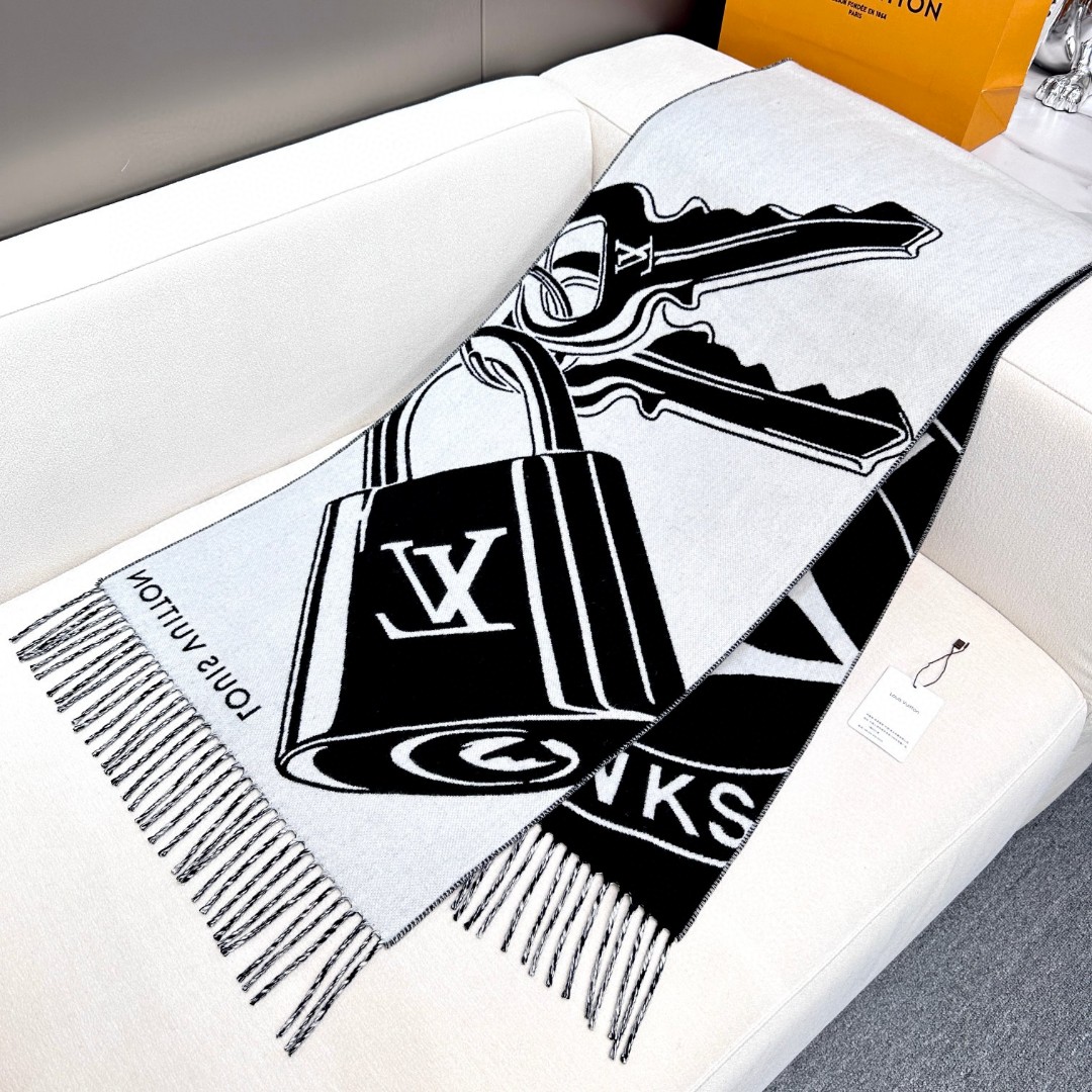 [TOP] Louis Vuitton LV Scarf 45x215cm - Black