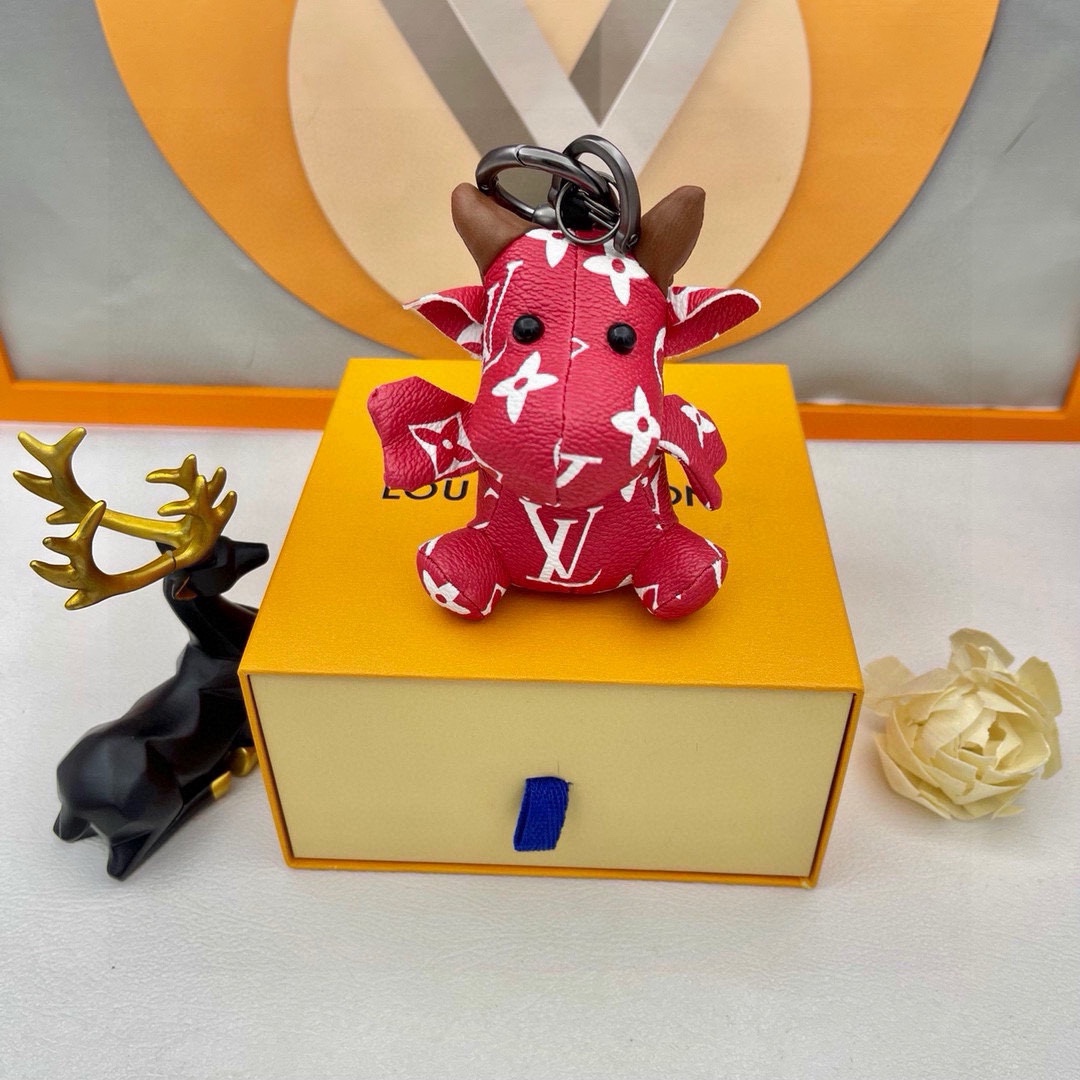 [TOP] Louis Vuitton LV Zodiac Calf Pendant Key Chain Ornament - 2 Color