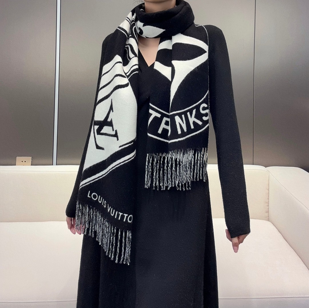 [TOP] Louis Vuitton LV Scarf 45x215cm - Black