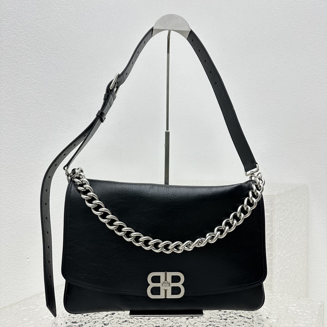[TOP] BALENCIAGA BB Soft Small Hobo Bag 24*36*4cm/14*23*3cm - Black