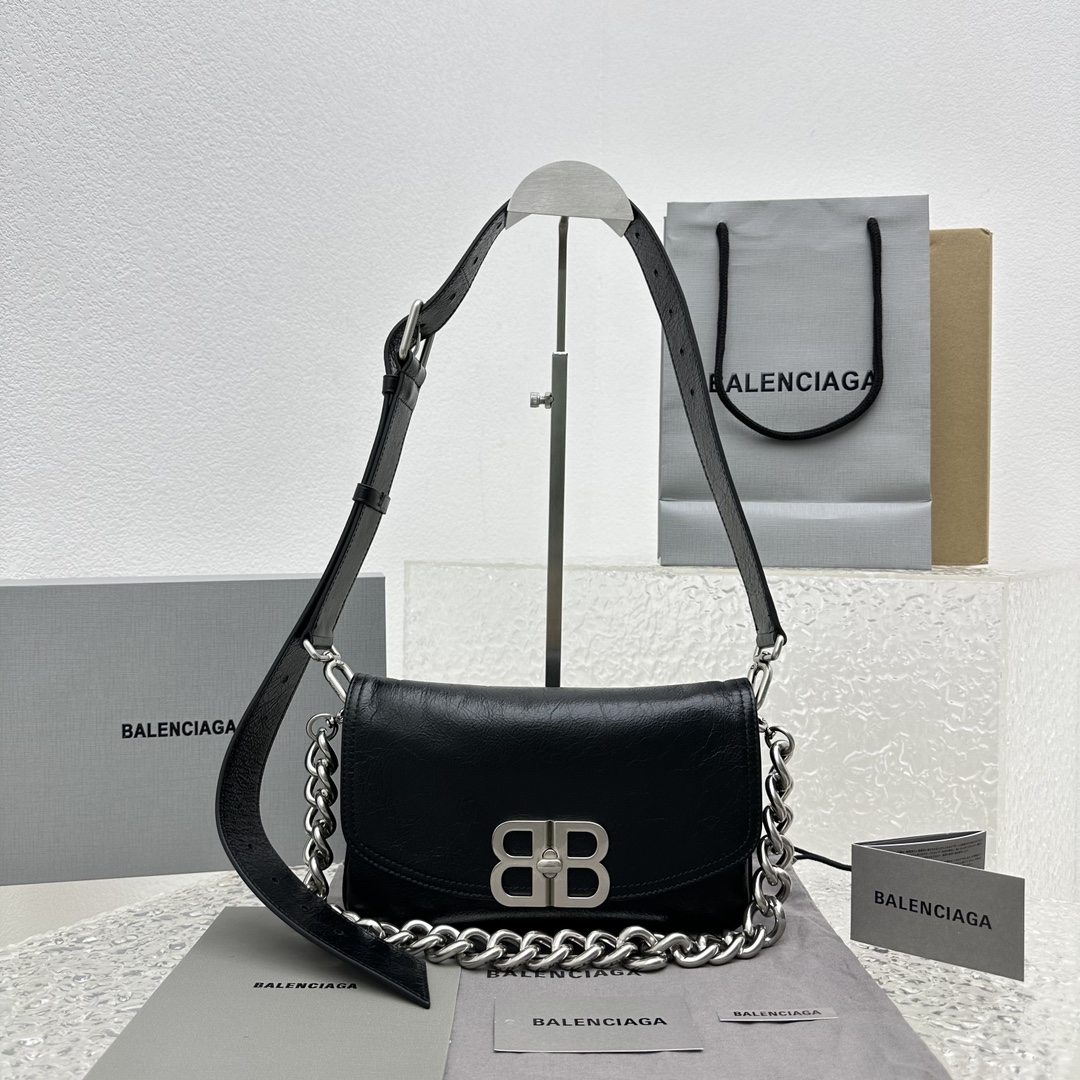 [TOP] BALENCIAGA BB Soft Small Hobo Bag 24*36*4cm/14*23*3cm - Black