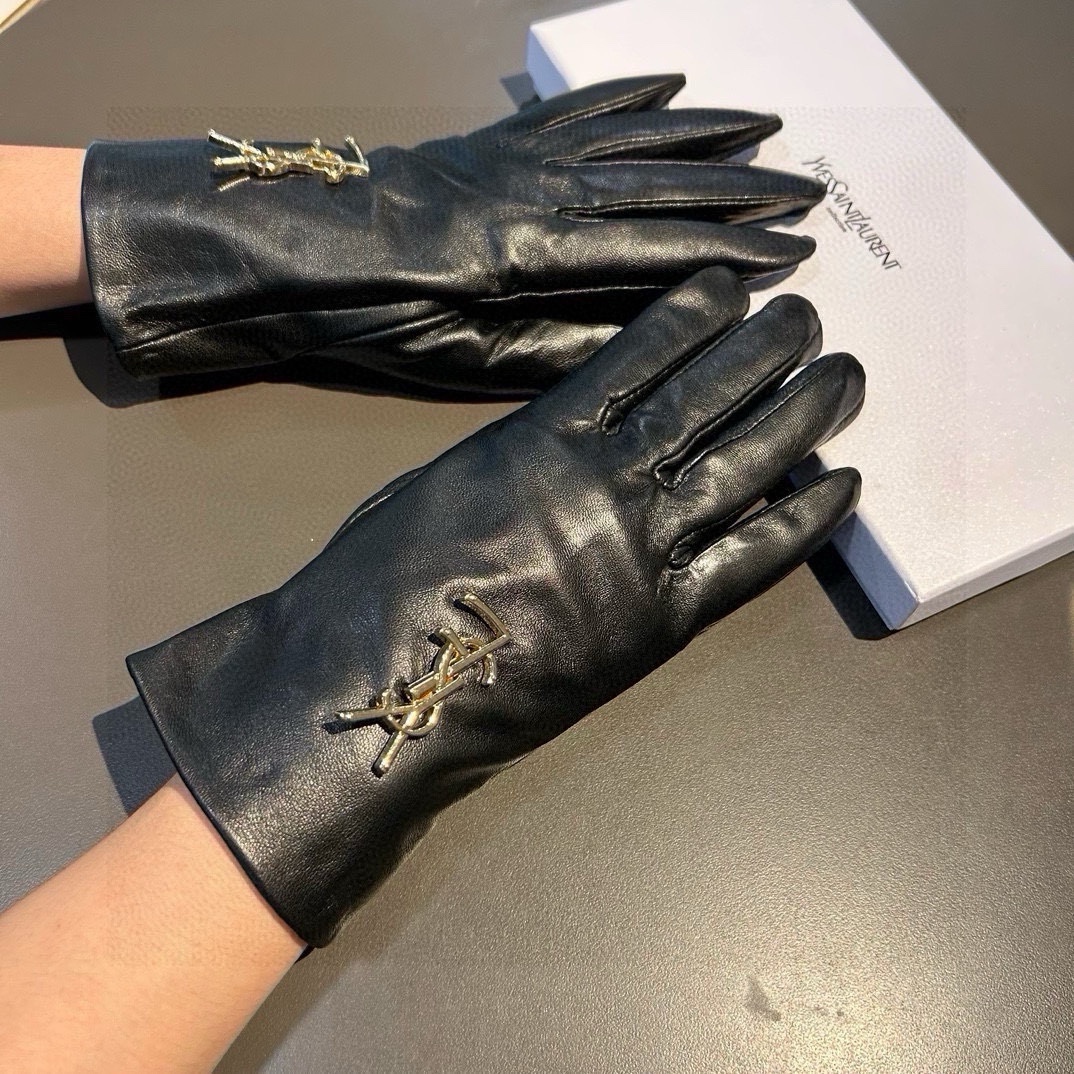 [TOP] Yves Saint Laurent YSL Gloves - Black