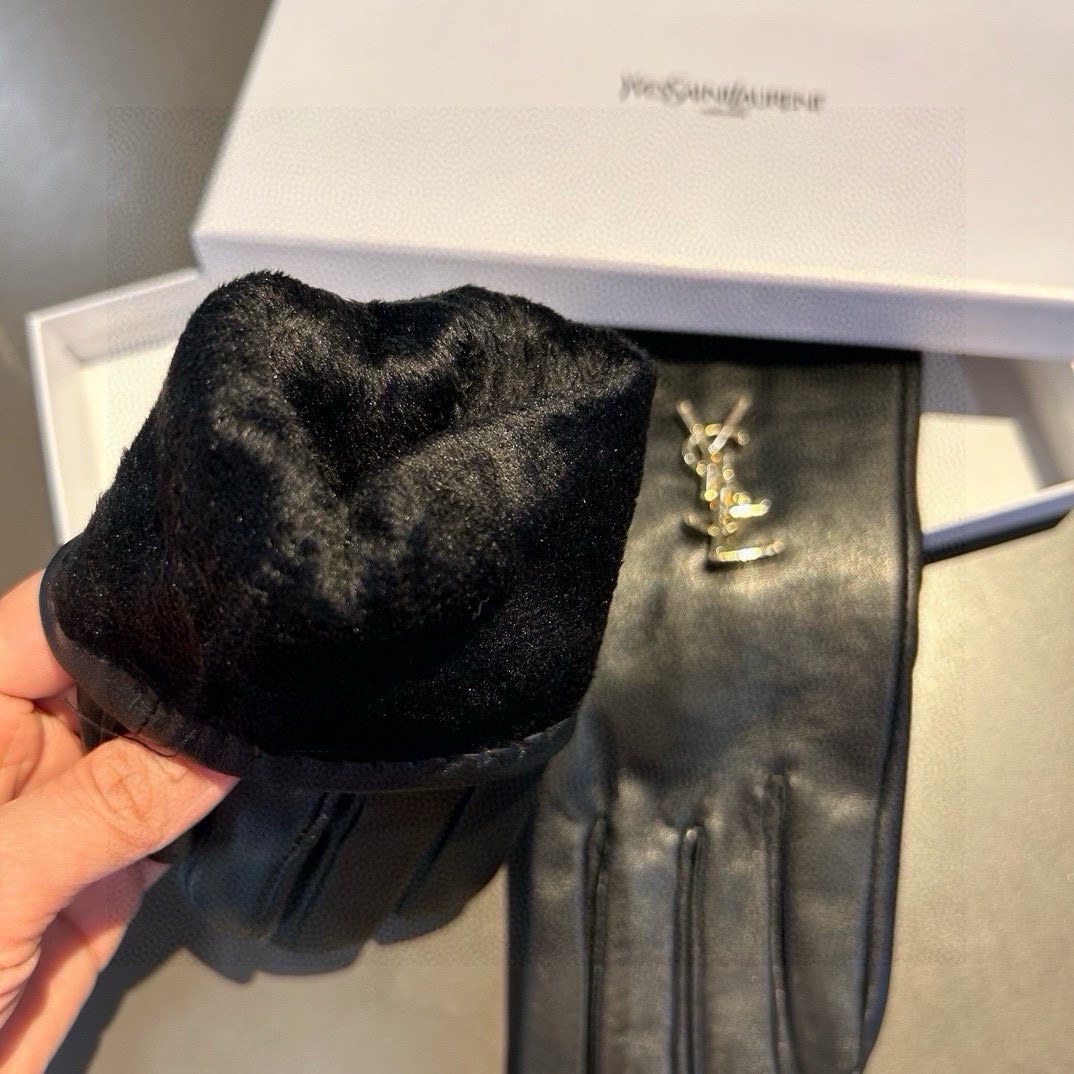 [TOP] Yves Saint Laurent YSL Gloves - Black