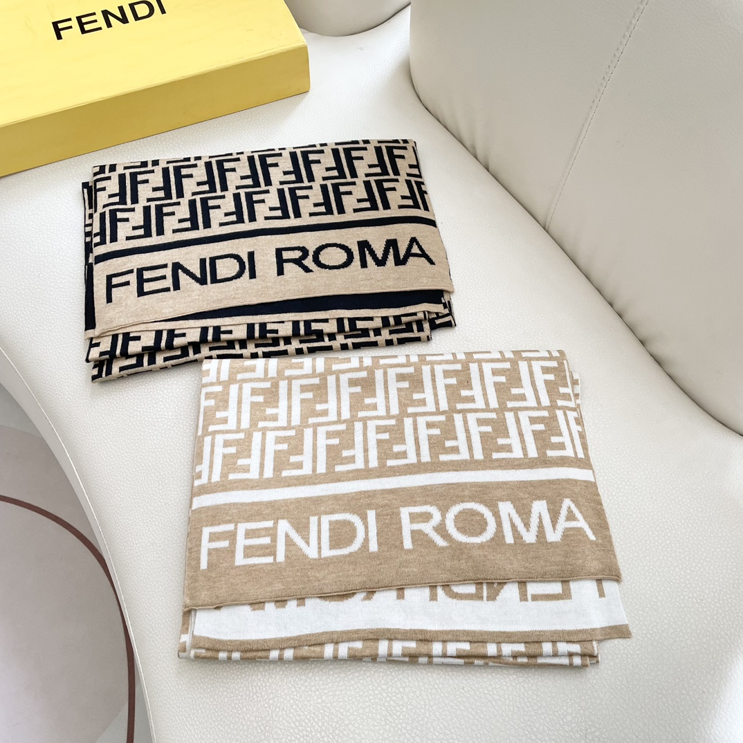 [TOP] FENDI FF  Cashmere Scarf 32 x 180 cm - 2 Colors