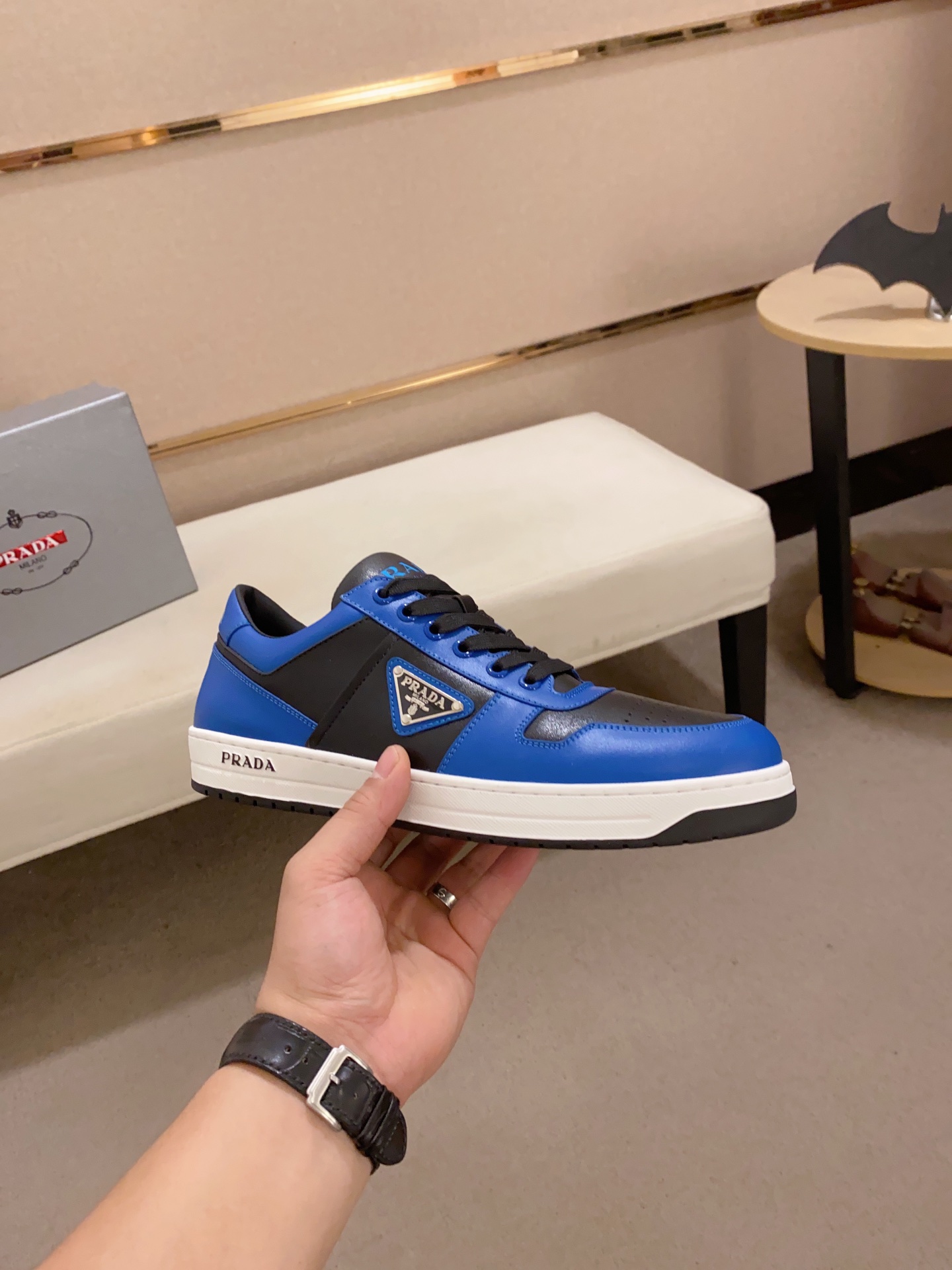 [TOP] PRADA Men's Shoes - Black and Blue