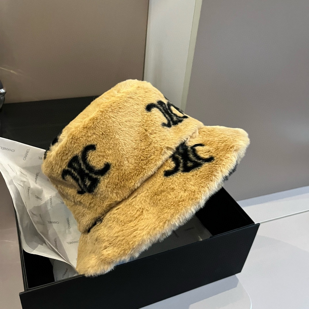 [TOP] CELINE Furry Fisherman's Hat - 2 Colour