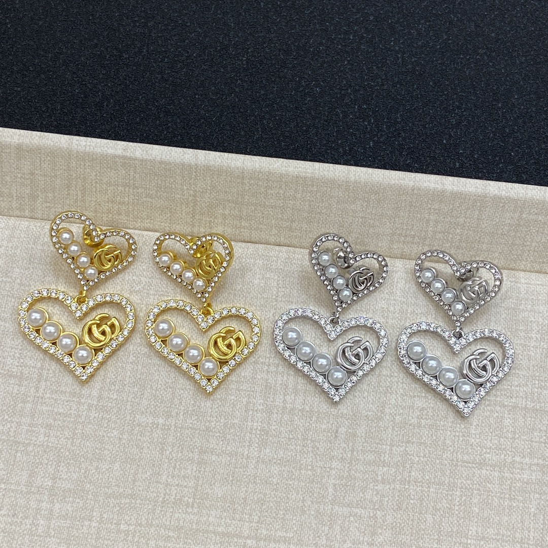 [TOP] GUCCI Diamonds Earrings - Silver/Gold