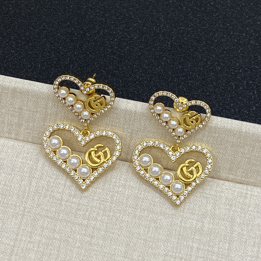 [TOP] GUCCI Diamonds Earrings - Silver/Gold
