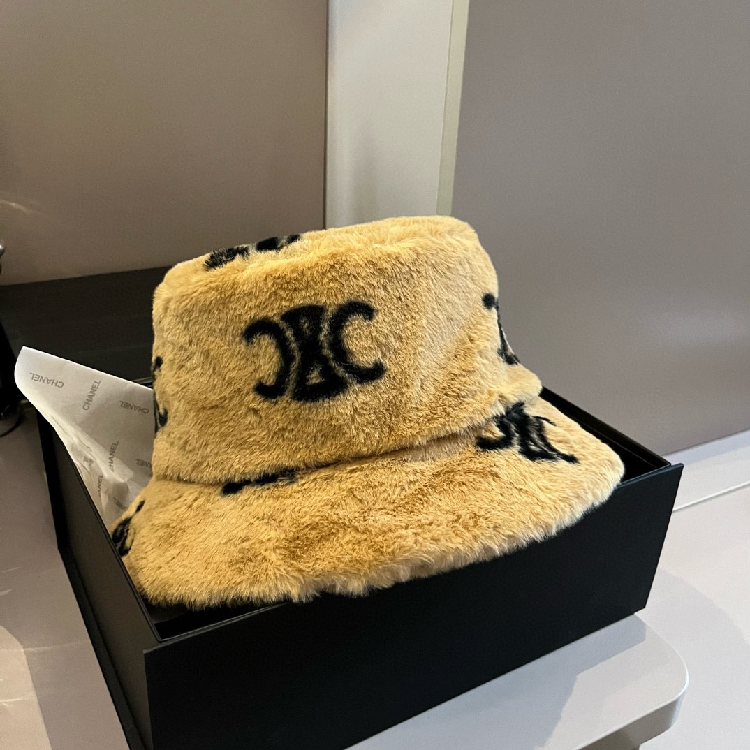 [TOP] CELINE Furry Fisherman's Hat - 2 Colour