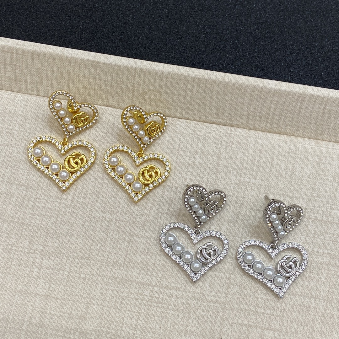 [TOP] GUCCI Diamonds Earrings - Silver/Gold
