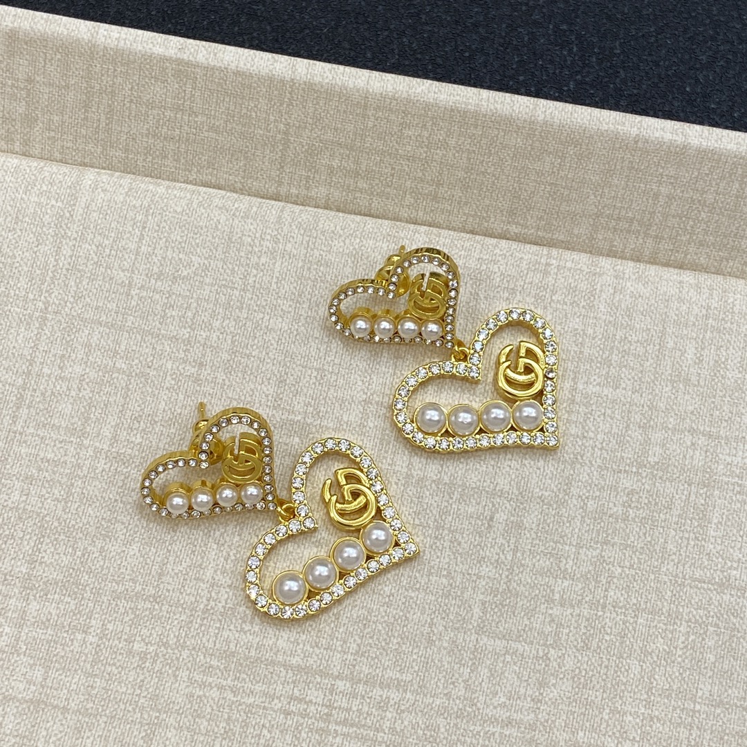 [TOP] GUCCI Diamonds Earrings - Silver/Gold