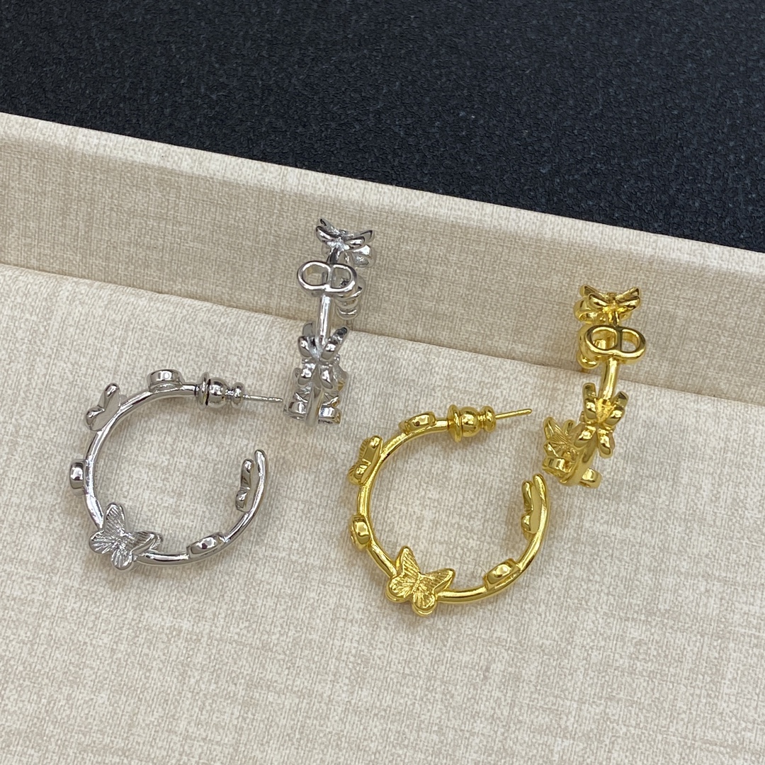 [TOP] Christian Dior Half Circle Earrings - Gold/Silver