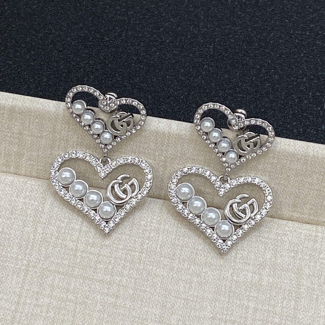 [TOP] GUCCI Diamonds Earrings - Silver/Gold