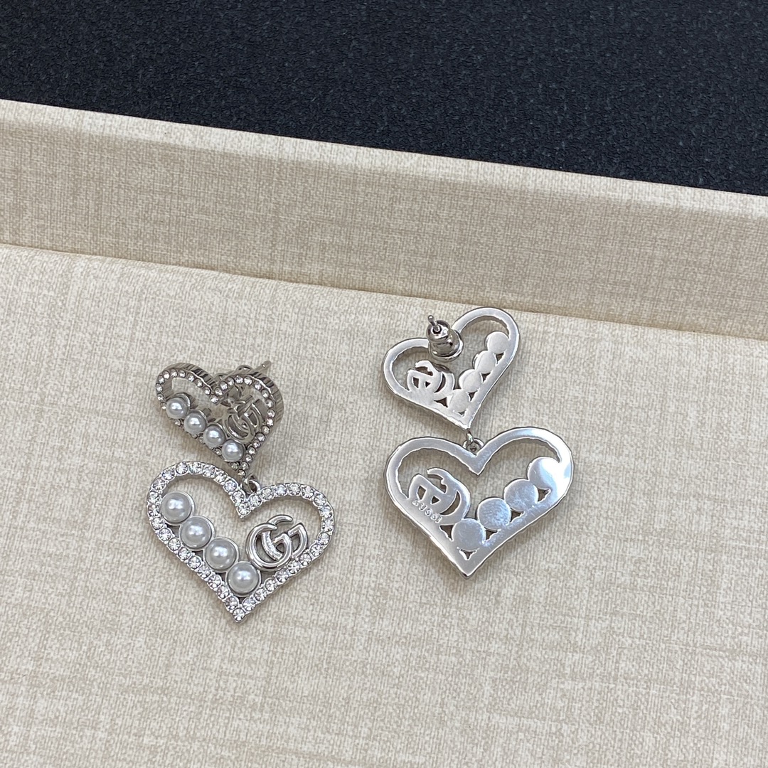 [TOP] GUCCI Diamonds Earrings - Silver/Gold