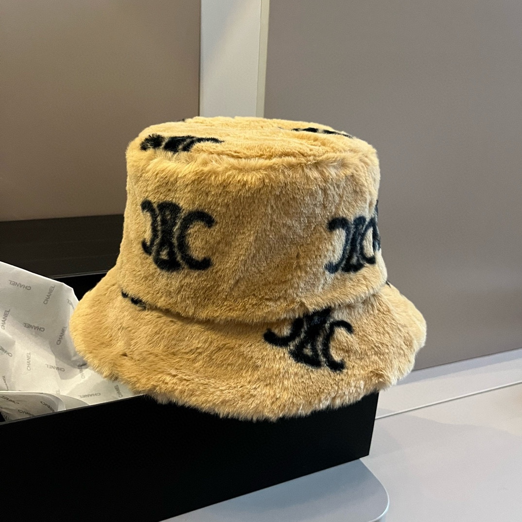 [TOP] CELINE Furry Fisherman's Hat - 2 Colour