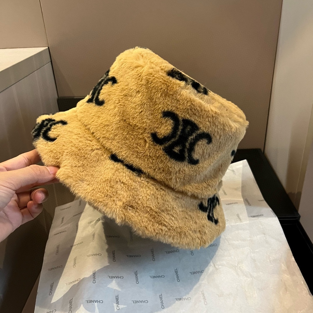 [TOP] CELINE Furry Fisherman's Hat - 2 Colour
