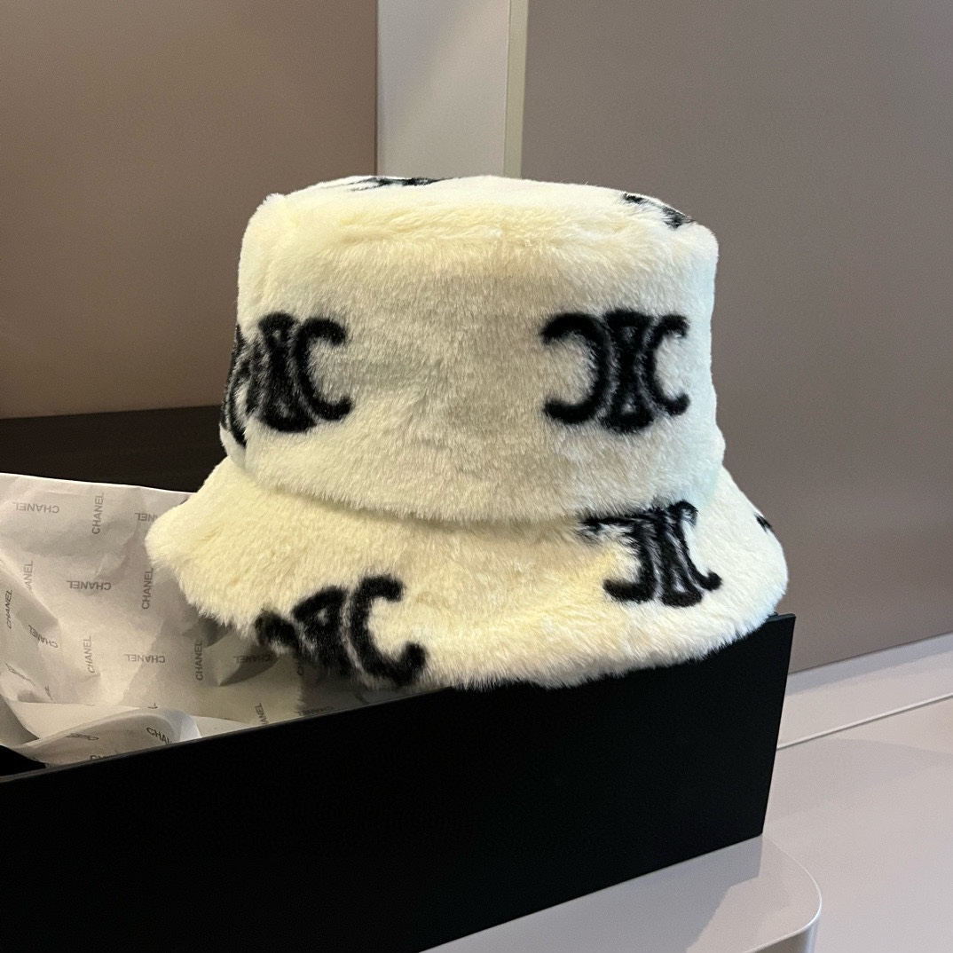 [TOP] CELINE Furry Fisherman's Hat - 2 Colour